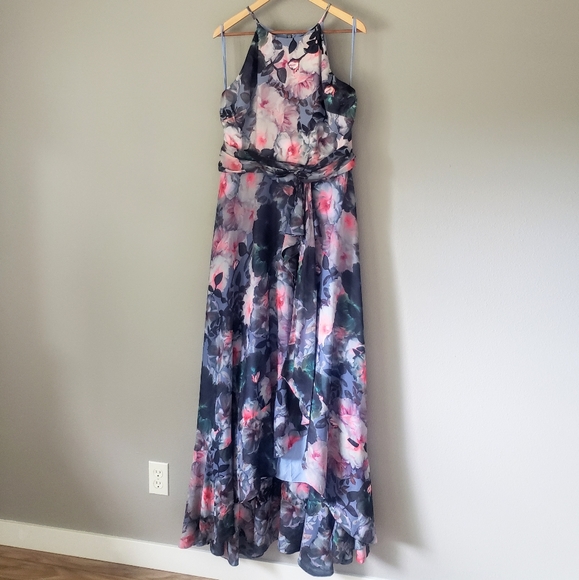 badgley mischka floral essex maxi